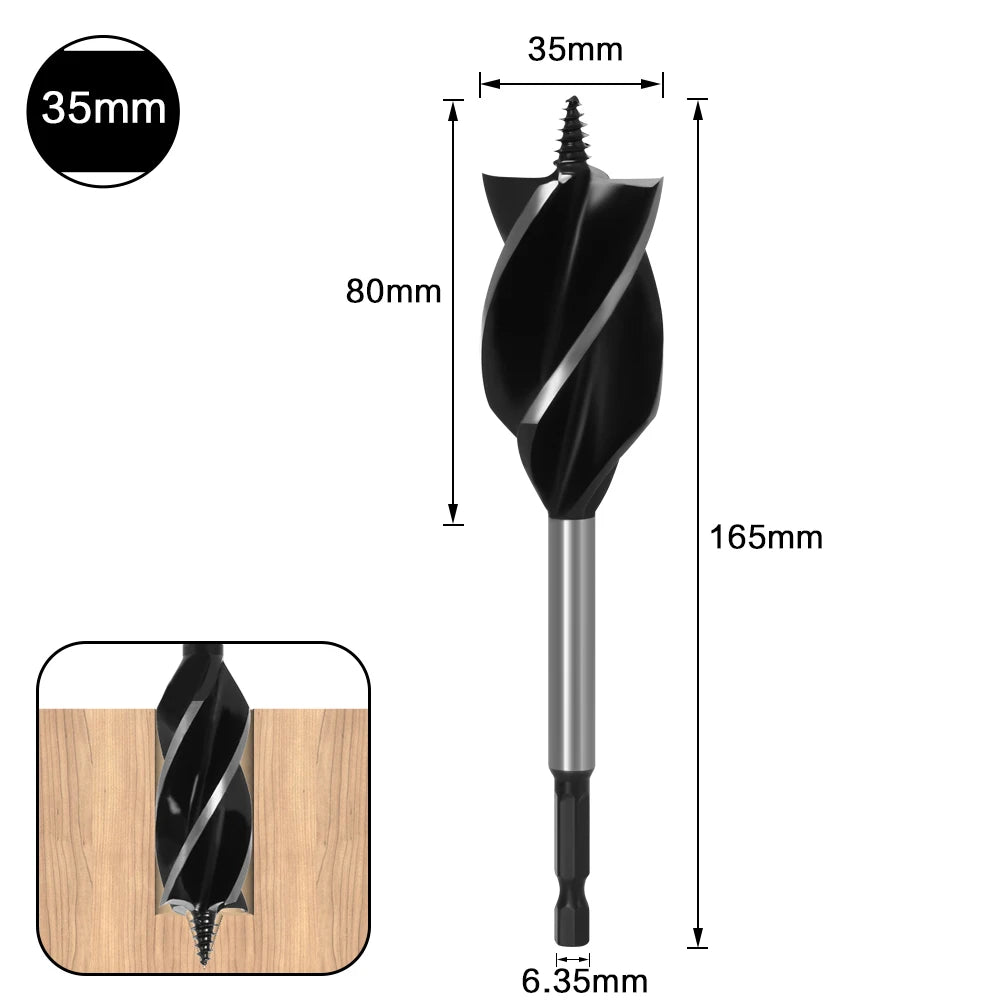 10mm-35mm Twist Drill Bit Set Wood Fast Cut Auger Carpenter Joiner Tool Drill Bit For Wood Cut Suit for woodworking - Charliehomemaker store