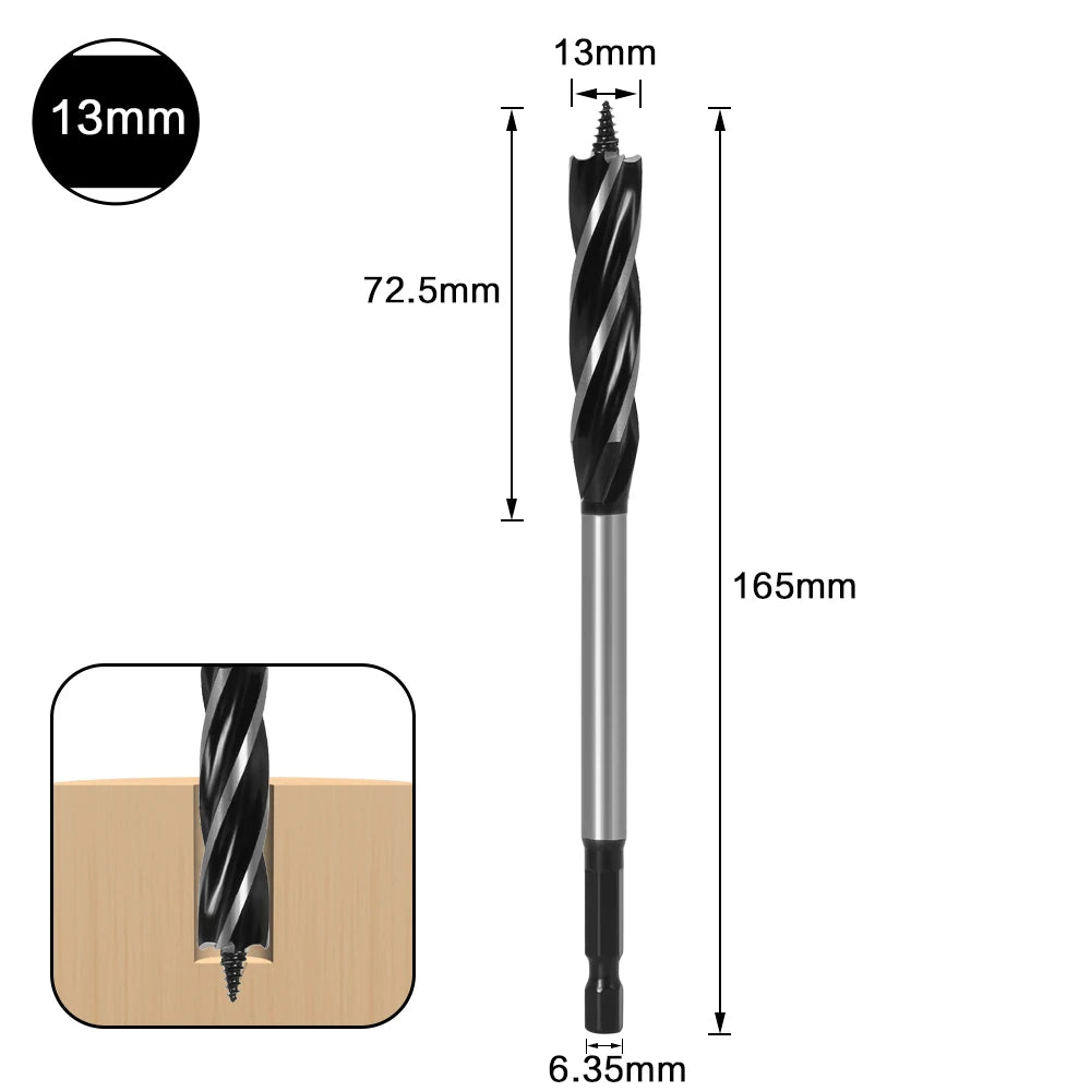 10mm-35mm Twist Drill Bit Set Wood Fast Cut Auger Carpenter Joiner Tool Drill Bit For Wood Cut Suit for woodworking - Charliehomemaker store