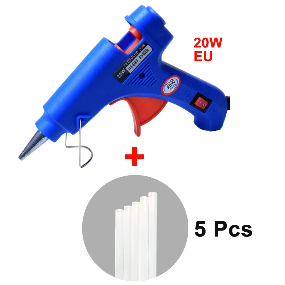 20W Hot Melt Glue Gun with Seal Wax Glue Sticks Household DIY Industrial Guns Heat Temperature Thermo Electric Repair Tool - Charliehomemaker store