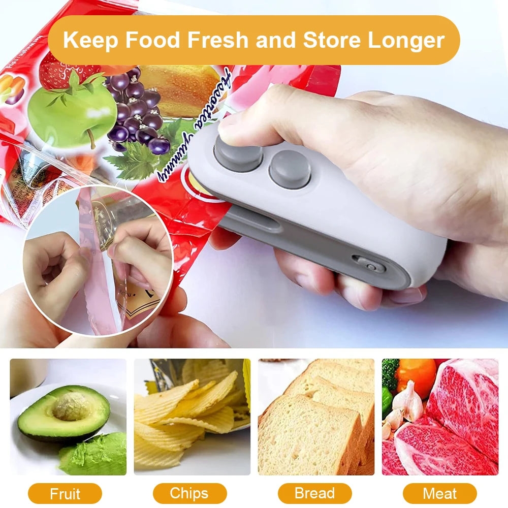 Mini Heat Bag Sealing Machine Package Sealer Bags Plastic Food Sealer Clip Bag Handheld Sealer Food Packaging Heat Sealer - Charliehomemaker store