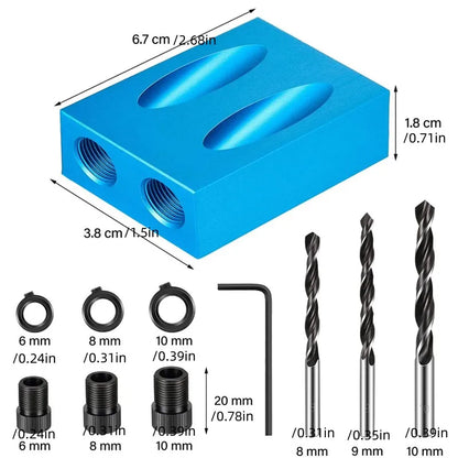 Pocket Hole Screw Jig 15 Degrees Dowel Drill Joinery Kit Carpenters Wood Woodwork Guides Joint Angle Locator Tool - Charliehomemaker store