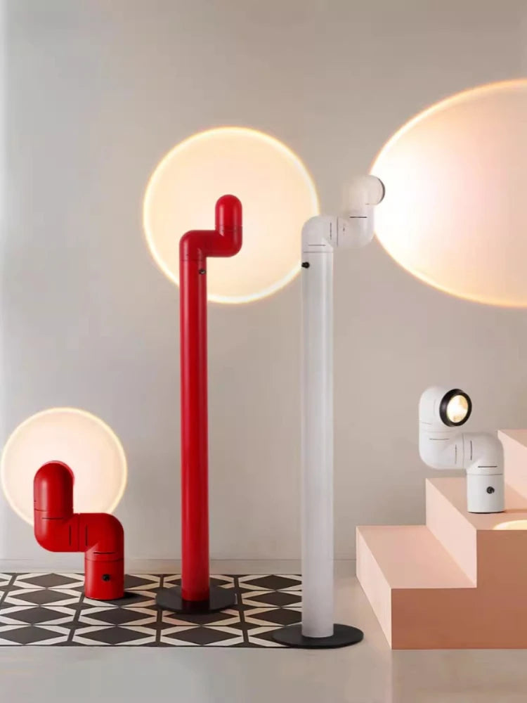 Spanish Space Age floor lamp Designer Replica Red White Water Pipe Standing Lamp For Living Room Sofa Bedroom - Charliehomemaker store