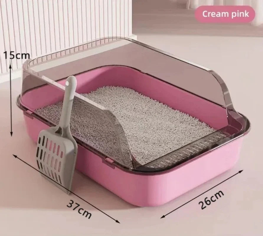 Kitty Sandbox Cat Litter Box Semi-enclosed Splashproof Cat Tray Cat Toilet Cleaning Basin Supplies Pet Toilet Kitten Tray Bedpan - Charliehomemaker store