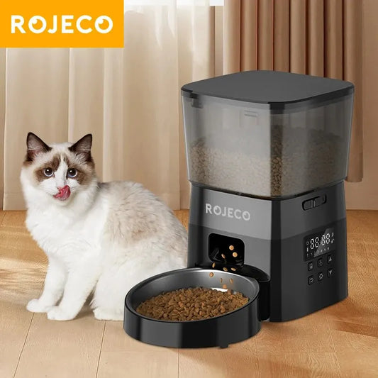 ROJECO Automatic Pet Feeder Button Version Auto Cat Food Dispenser Accessories Smart Control Pet Feeder For Cats Dog Dry Food - Charliehomemaker store