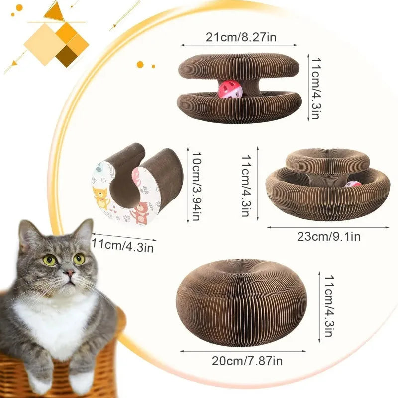 Magic Organ Cat Toy with Ball Cat Scratch Board Cat Grinding Claw Cat Climbing Frame Kitten Round Corrugated Cat Scratching Toy - Charliehomemaker store