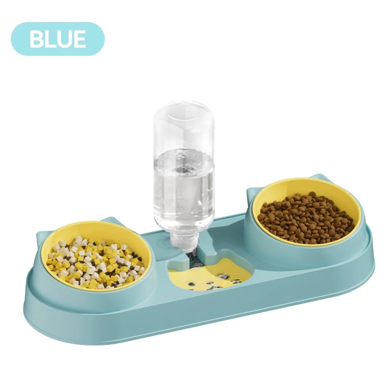 ROJECO 3 In 1 Pet Bowls with Water Dispenser Automatic Water Refill Dual Feeding Bowls Dry Wet Separation Food Bowls Cat Dog Sup - Charliehomemaker store