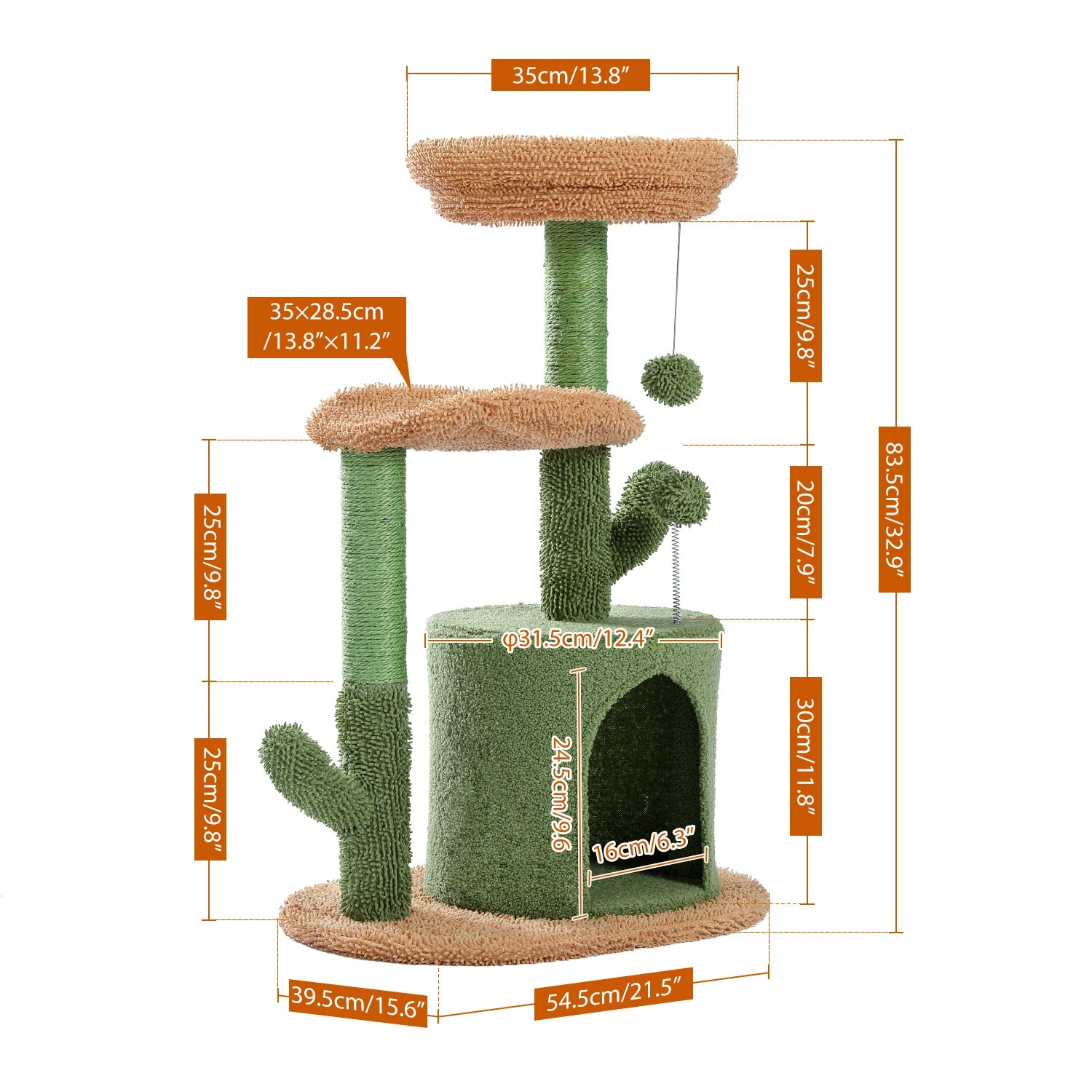 Festive Cat Scratching Post Cactus Tree Tower with Sisal Rope Cat Climbing Frame with Christmas Decoration - Charliehomemaker store