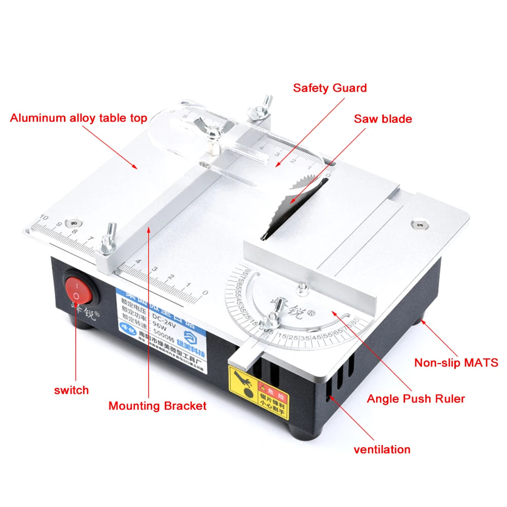 Mini Table Saw Electric Small Bench Saws Desktop Saw Household DIY PCB Model Cutting Tool Woodworking Lathe Machine 63mm Blade - Charliehomemaker store