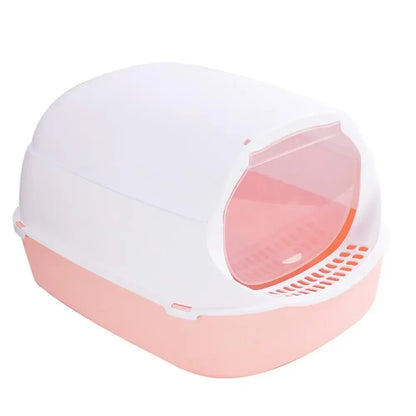 Kitty Sandbox Cat Litter Box Semi-enclosed Splashproof Cat Tray Cat Toilet Cleaning Basin Supplies Pet Toilet Kitten Tray Bedpan - Charliehomemaker store