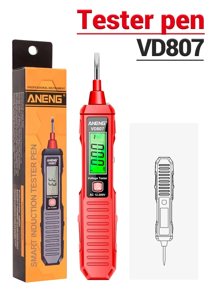 ANENG VD807 One-word Induction Tester Portable 50/60Hz Smart Electric Pen NCV Sensor AC 12-300V Non-contact Wire Detector Tools - Charliehomemaker store