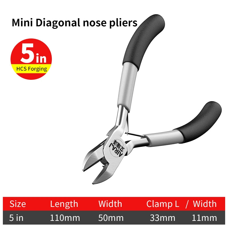 Mini Pointed Toothless Flat Mouth Extended Needle Mouth Oblique Mouth Pliers Flat Mouth Wire Binding Pliers Set - Charliehomemaker store