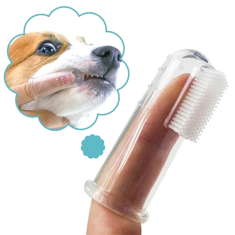 Super Soft Pet Finger Toothbrush Teddy Dog Brush Bad Breath Tartar Teeth Care Tool Dog Cat Cleaning Silicagel Pet Supplies - Charliehomemaker store