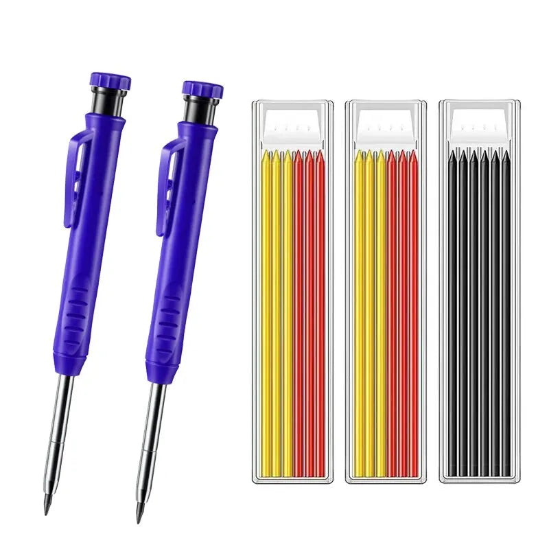 Solid Carpenter Pencil Set Woodworking Tools Mechanical Pencil 5 Colors Refill Construction Job Tools Carpentry Marking Scriber - Charliehomemaker store