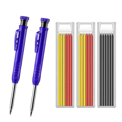 Solid Carpenter Pencil Set Woodworking Tools Mechanical Pencil 5 Colors Refill Construction Job Tools Carpentry Marking Scriber - Charliehomemaker store