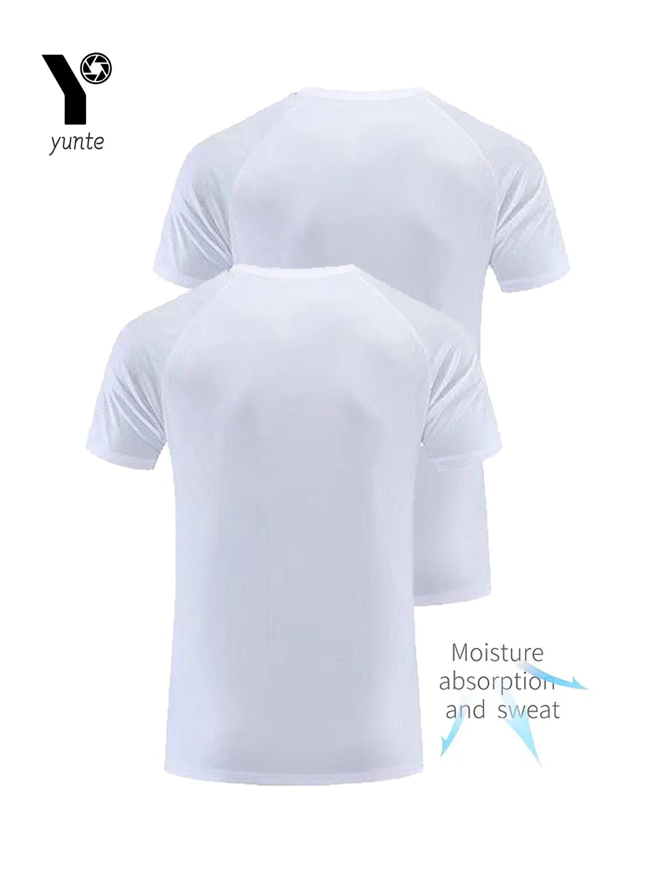 Round Neck T-Shirt 2-Pack White Ultra-Light Men's Quick Drying Breathable Sweat-Absorbent Shirt Suitable for Fitness Gym and Run - Charliehomemaker store