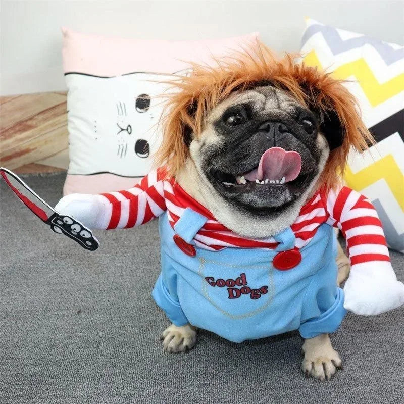 Funny Pet Puppy Clothes Halloween Pet Dog Costumes Comical Outfits Holding A Knife Set Pet Cat Dog Festival Party Clothing - Charliehomemaker store