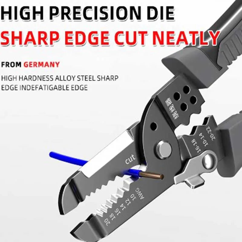 Multi functional Professional Electrician Wire Tool Cable Wire Stripper Cutter Crimper Automatic Crimping Stripping Plier - Charliehomemaker store