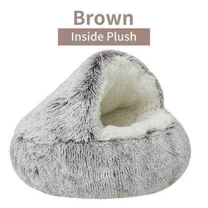 Soft Plush Pet Bed with Cover Round Cat Bed Pet Mattress Warm Cat Dog 2 in 1 Sleeping Nest Cave for Small Dogs - Charliehomemaker store