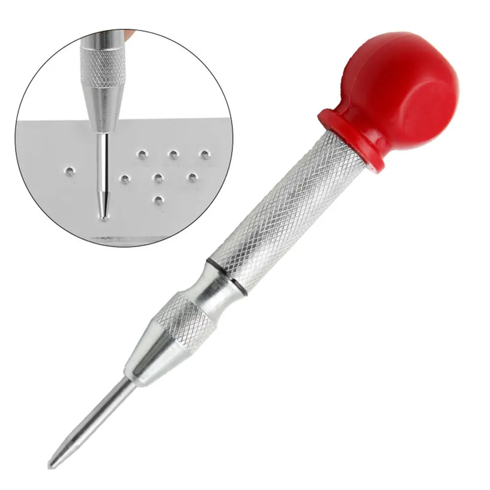 Silver Automatic Spring Loaded Center Punch Glass Breaker Window Puncher Drill Bit Center Punch Eyelet - Charliehomemaker store