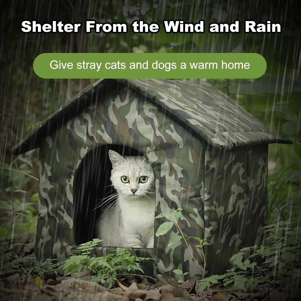 Outdoor Indoor Cat House Stray Cat Dog House Wind and Rain Shield Waterproof Easy Installation Long-lasting Warmth Nest - Charliehomemaker store