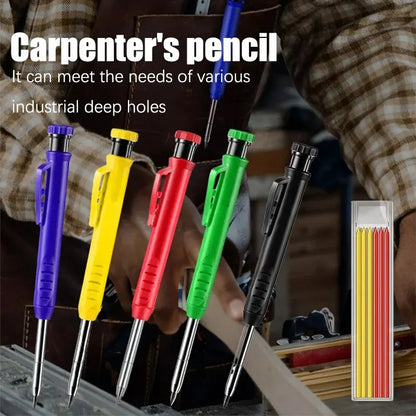 Solid Carpenter Pencil Set Woodworking Tools Mechanical Pencil 5 Colors Refill Construction Job Tools Carpentry Marking Scriber - Charliehomemaker store