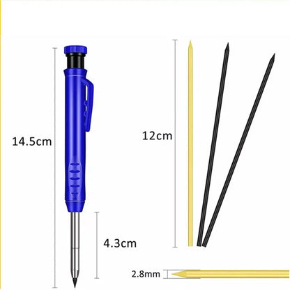 Solid Carpenter Pencil Set Woodworking Tools Mechanical Pencil 5 Colors Refill Construction Job Tools Carpentry Marking Scriber - Charliehomemaker store