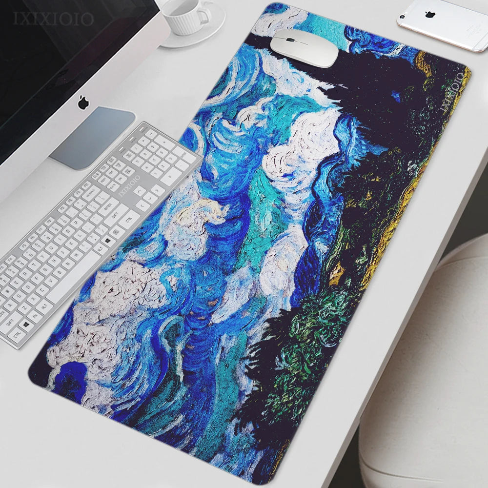 Van Gogh Art Mouse Pad Gamer XL New Large Home HD Mousepad XXL Playmat Soft Office Non-Slip Carpet Office Accessories Mouse Mats - Charliehomemaker store