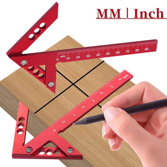 Center Finder Woodworking Square 45/90 Degree Right Angle Line Gauge Aluminum Center Scribe Carpenter Ruler Wood Measuring Tool - Charliehomemaker store