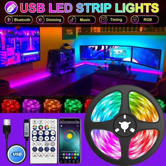 LED Strip Lights RGB 24 Keys APP Remote Control Color Changing Lights with Mode for Festival Party Decoration TV Room Decoration - Charliehomemaker store