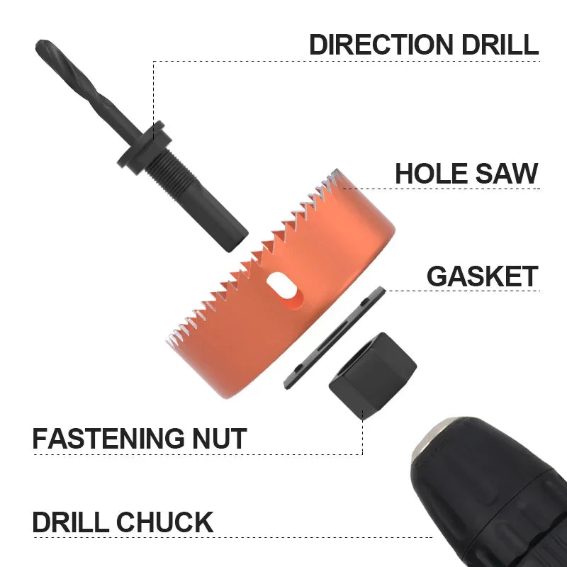 Hole Saw Set,Metal Core, 19-127mm Saw Cup Wood Crown, Drill Bit For Wood ,Woodworking Tools - Charliehomemaker store