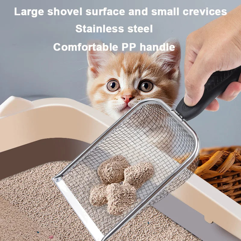 2X2mm Fine Pores Cat Sand Shovel Pet Supplies Stainless Steel Shovel Applicable Small Cat Litter Pet Feces Clean Filter Shovel - Charliehomemaker store