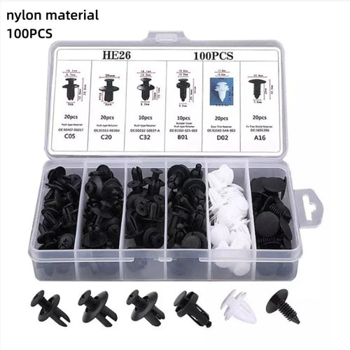 100pcs Auto Fastener Clip Kit Fender Rivet Clips Car Body Push Retainer Pin Rivet Bumper Door Trim Panel Retainer Car Clips - Charliehomemaker store