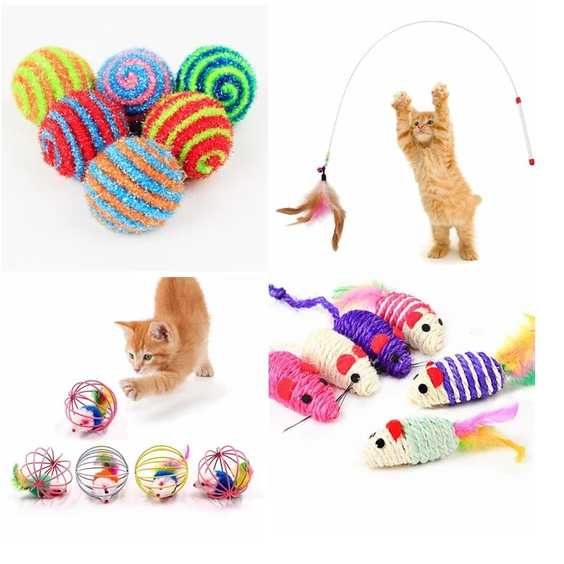 1pc Cat Toy Stick Feather Wand With Bell Mouse Cage Toys Plastic Artificial Colorful Cat Teaser Toy Pet Supplies Random Color - Charliehomemaker store