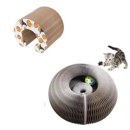 Magic Organ Cat Toy with Ball Cat Scratch Board Cat Grinding Claw Cat Climbing Frame Kitten Round Corrugated Cat Scratching Toy - Charliehomemaker store