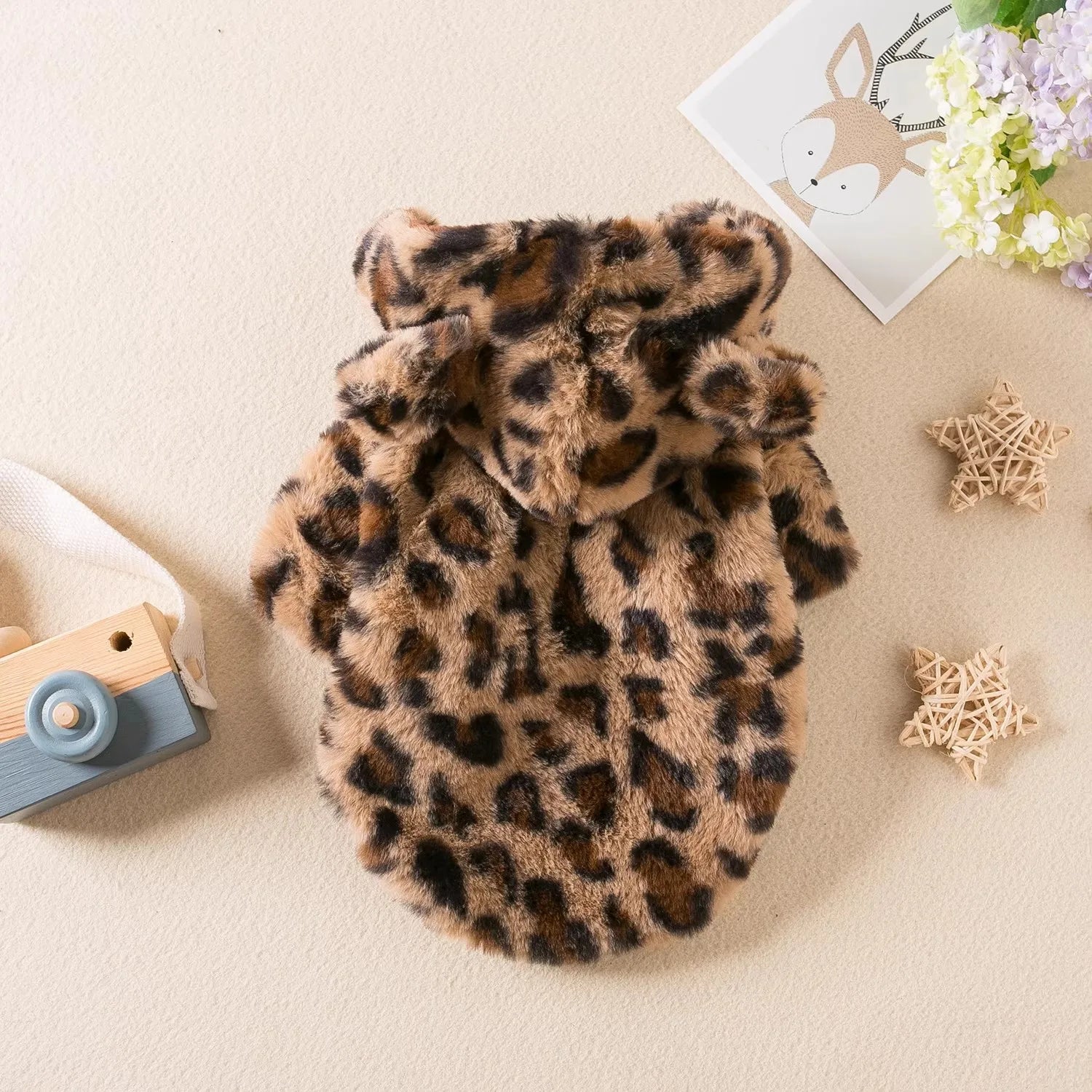 Dog clothes, spring and autumn clothes, leopard print hooded coats, cat clothes, thickened teddy schnauzers, Pomeranians, pet fa - Charliehomemaker store