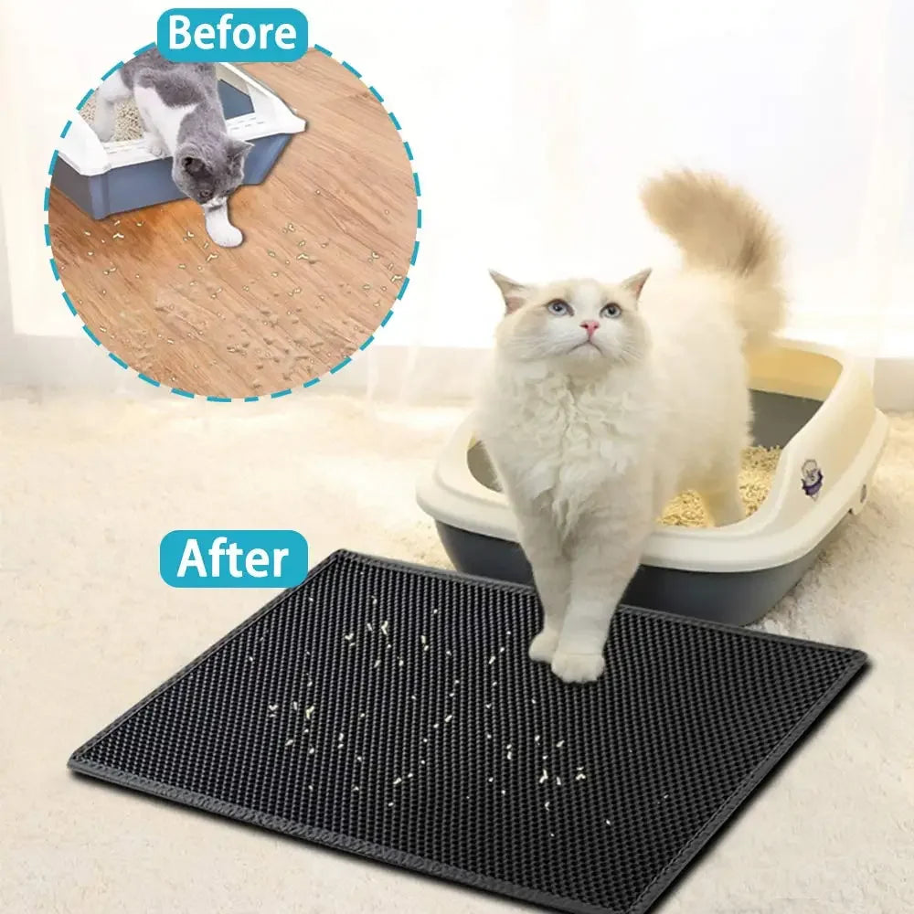 Cat Litter Mat With Gift Double Layer Waterproof Pet Litter Box Mat Non-slip Sand Cat Pad Washable Bed Mat Clean Pad Products - Charliehomemaker store