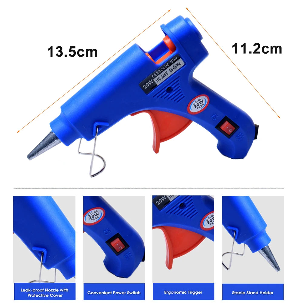 20W Hot Melt Glue Gun with Seal Wax Glue Sticks Household DIY Industrial Guns Heat Temperature Thermo Electric Repair Tool - Charliehomemaker store