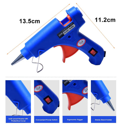 20W Hot Melt Glue Gun with Seal Wax Glue Sticks Household DIY Industrial Guns Heat Temperature Thermo Electric Repair Tool - Charliehomemaker store