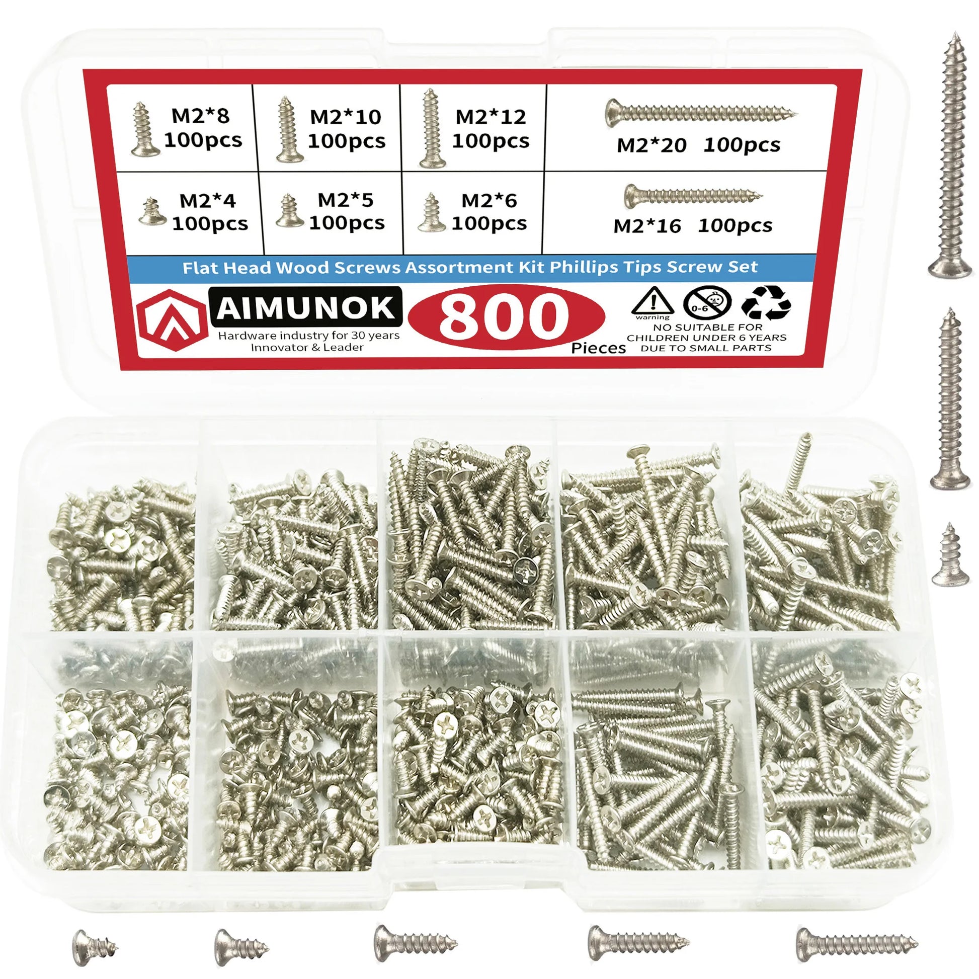 800pcs M2 Self Tapping Screw Assortment Kit Tapping Screw Assortment Kit Lock Nut Wood Thread Nail Screw Sets Self Lock Nut Wood - Charliehomemaker store