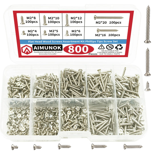 800pcs M2 Self Tapping Screw Assortment Kit Tapping Screw Assortment Kit Lock Nut Wood Thread Nail Screw Sets Self Lock Nut Wood - Charliehomemaker store