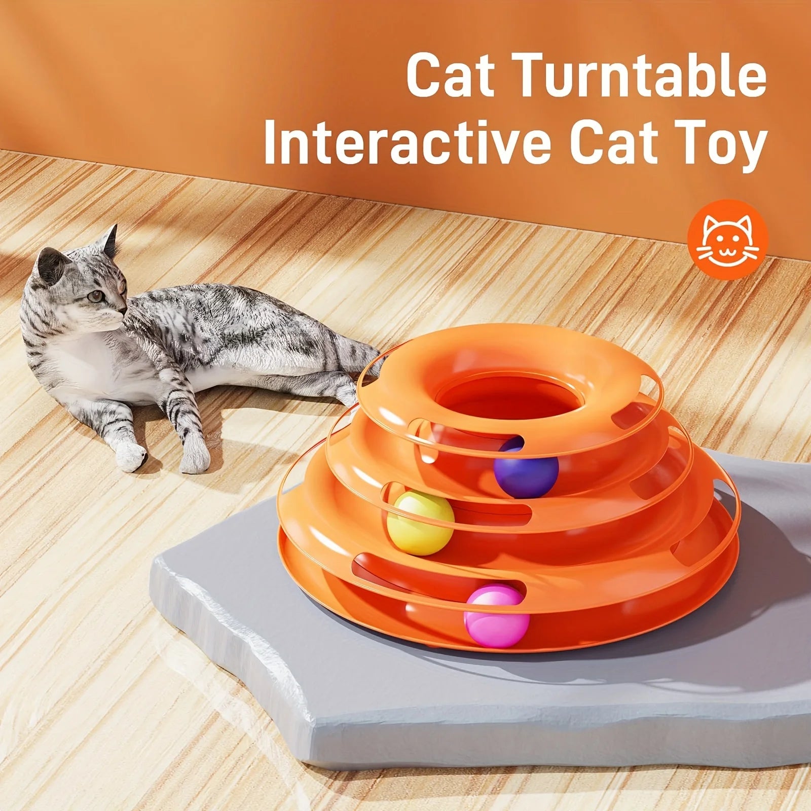 3 Layer Interactive Cat Toy Tower with Colorful Balls Mental Physical Exerciser, Fun Puzzle Game for Active Cats - Charliehomemaker store