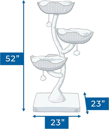 The Sanctuary Cat Tree - Luxury Cat Condo, Large Modern Indoor Tower with 3 Faux Fur Beds, Scratching Posts, and Toys for Cats - Charliehomemaker store
