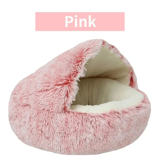 Soft Plush Pet Bed with Cover Round Cat Bed Pet Mattress Warm Cat Dog 2 in 1 Sleeping Nest Cave for Small Dogs - Charliehomemaker store