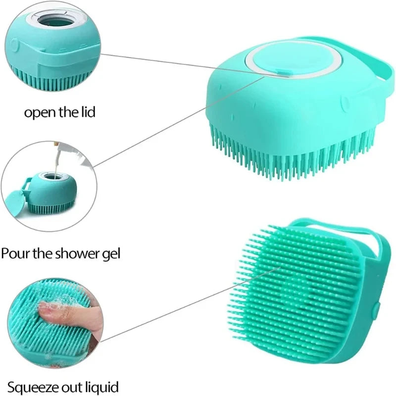 Pet Bathing Brush Soft Silicone Massager Shower Gel Bathing Brush Clean Tools Comb Dog Cat Cleaning Grooming Supplies - Charliehomemaker store