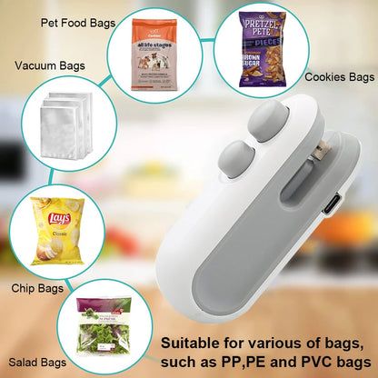 Mini Heat Bag Sealing Machine Package Sealer Bags Plastic Food Sealer Clip Bag Handheld Sealer Food Packaging Heat Sealer - Charliehomemaker store