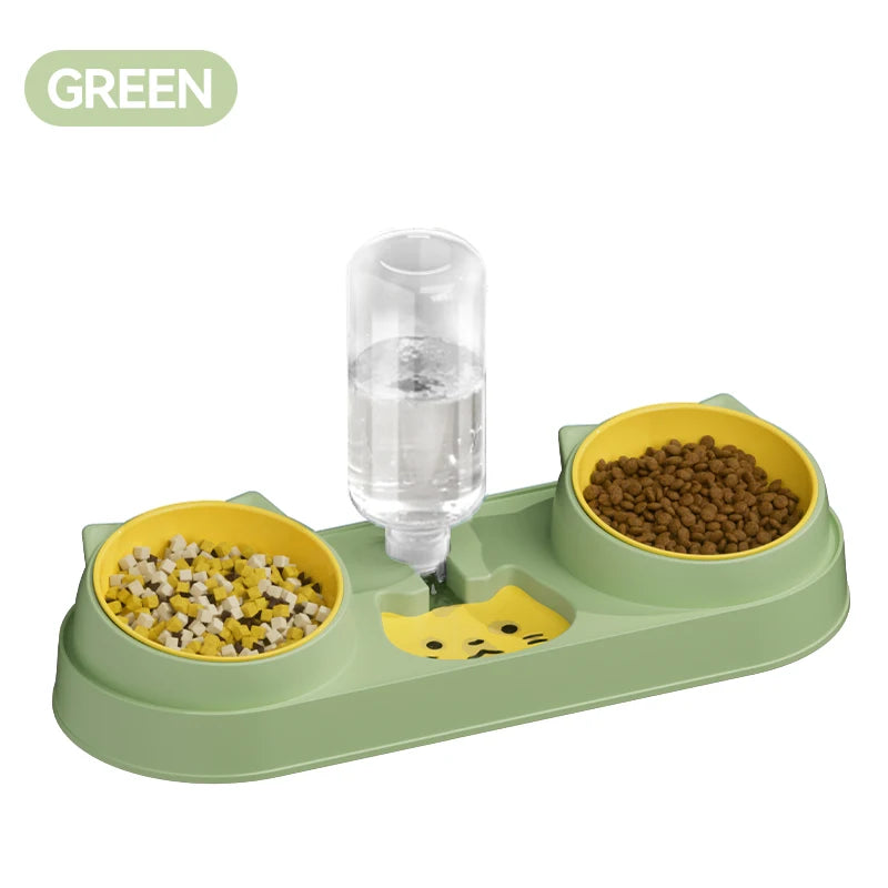 ROJECO 3 In 1 Pet Bowls with Water Dispenser Automatic Water Refill Dual Feeding Bowls Dry Wet Separation Food Bowls Cat Dog Sup - Charliehomemaker store