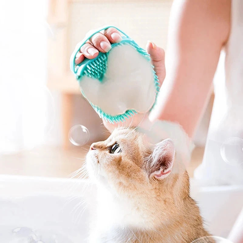 Pet Bathing Brush Soft Silicone Massager Shower Gel Bathing Brush Clean Tools Comb Dog Cat Cleaning Grooming Supplies - Charliehomemaker store