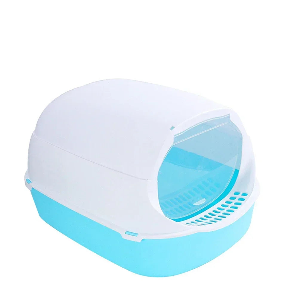 Kitty Sandbox Cat Litter Box Semi-enclosed Splashproof Cat Tray Cat Toilet Cleaning Basin Supplies Pet Toilet Kitten Tray Bedpan - Charliehomemaker store