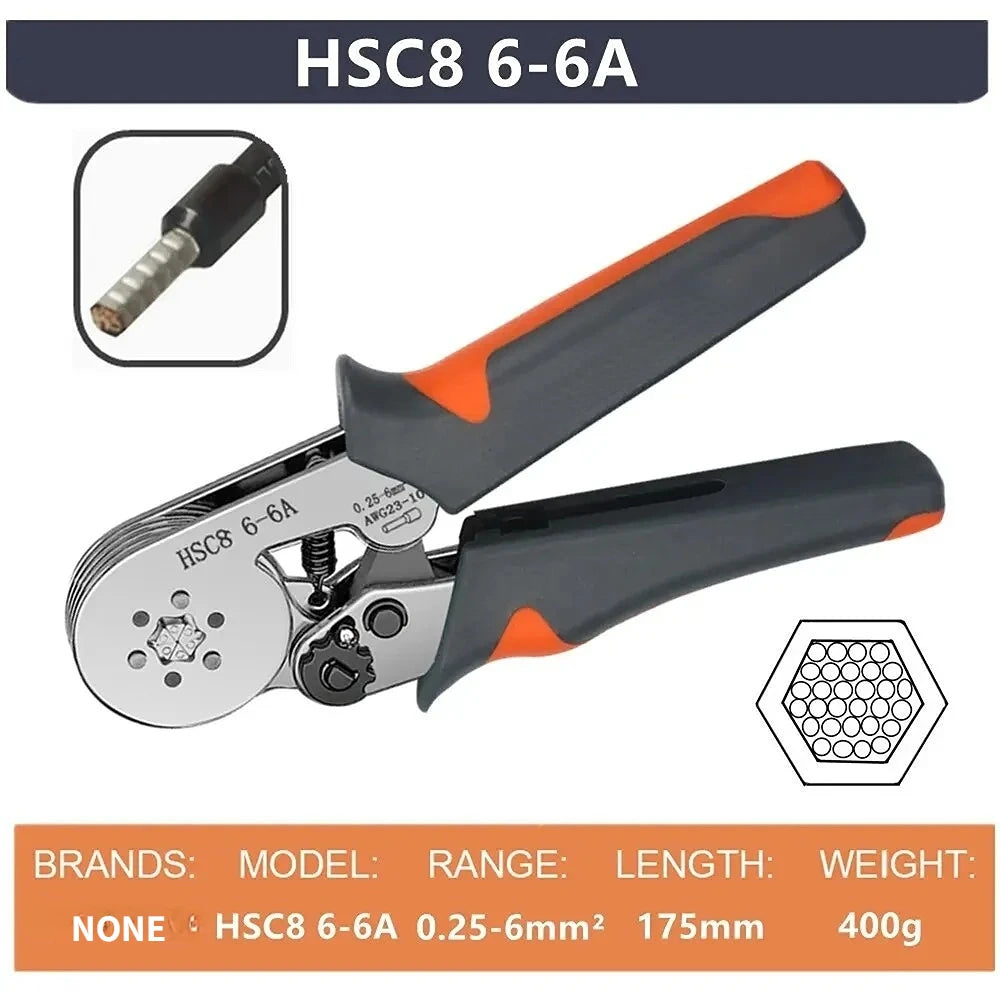 Ferrule Sleeves Terminal Crimping Tools Mini Electrical Pliers HSC8 6-4/6-6(0.25-10mm²/0.25-6mm²) Wire Connection Repair Clamp - Charliehomemaker store