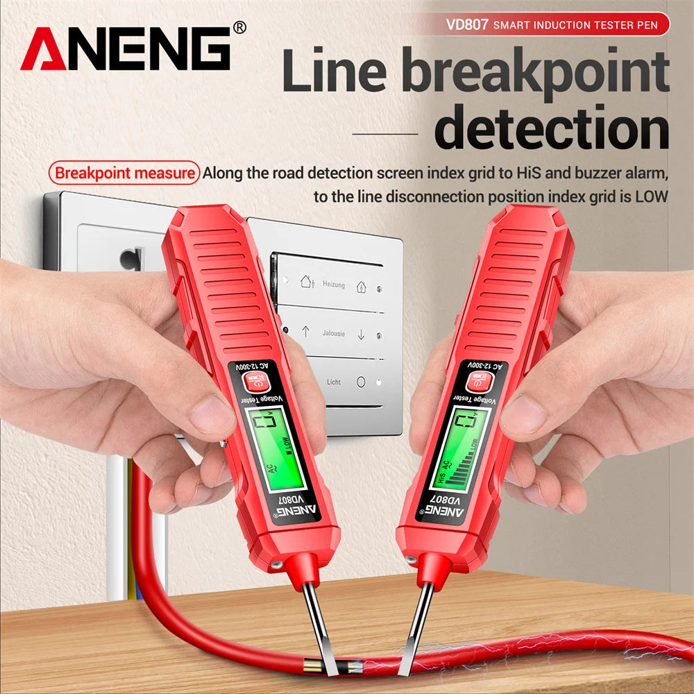 ANENG VD807 One-word Induction Tester Portable 50/60Hz Smart Electric Pen NCV Sensor AC 12-300V Non-contact Wire Detector Tools - Charliehomemaker store